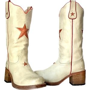 SENDRA Star Vintage Y2K Platform Chunky Heel Sole Campus Cowgirl Western Boots 9